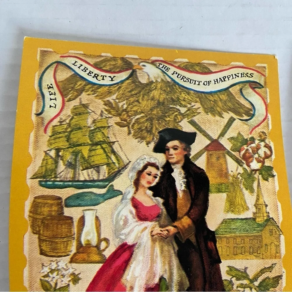 Life Liberty and the Pursuit of Happiness Patriotic Vintage Postcard Made In USA